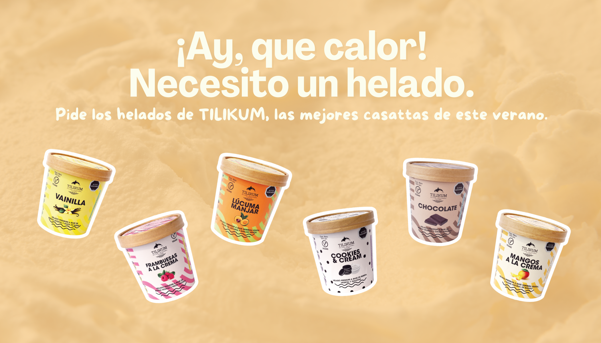 helados artesanales a domicilio tilikum sabores diferentes lúcuma manjar, chocolate, cookies & cream, mantequilla de mani, frambuesas a la crema, mangos a la crema, y más