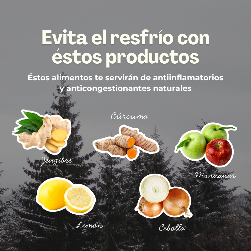 Evita los resfríos con medicina natural, jengibre, cebolla, naranjas, limones y curcuma