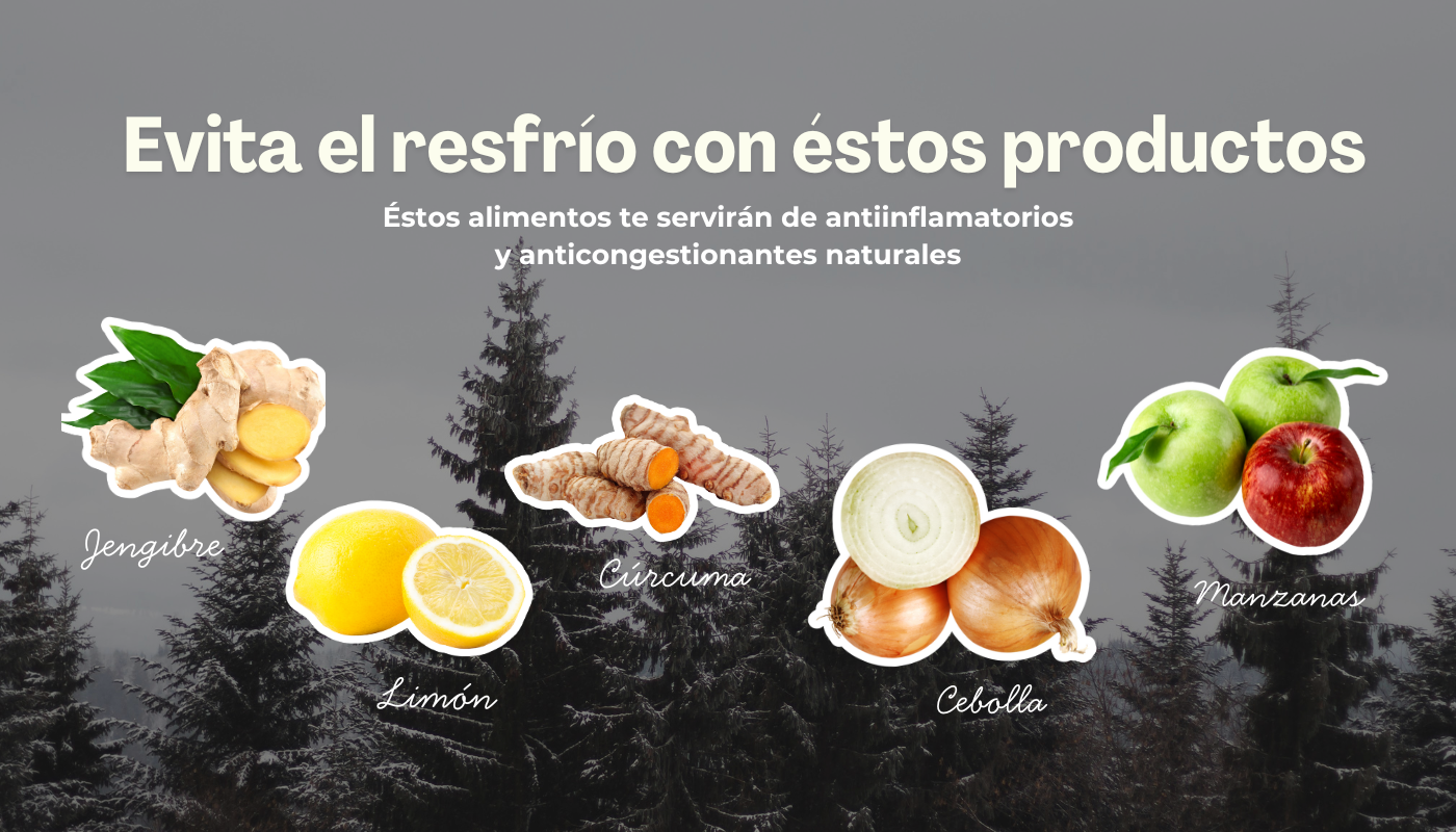 Evita los resfríos con medicina natural, jengibre, cebolla, naranjas, limones y curcuma