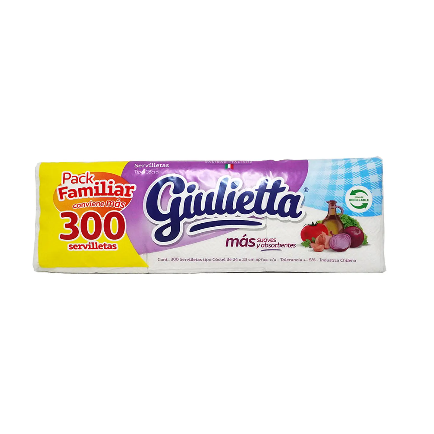 Servilletas De Papel Giulietta 24x24cm (300 uni)