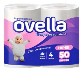 Papel Higiénico Ovella Doble Hoja Ultra 50 m (4 uni)